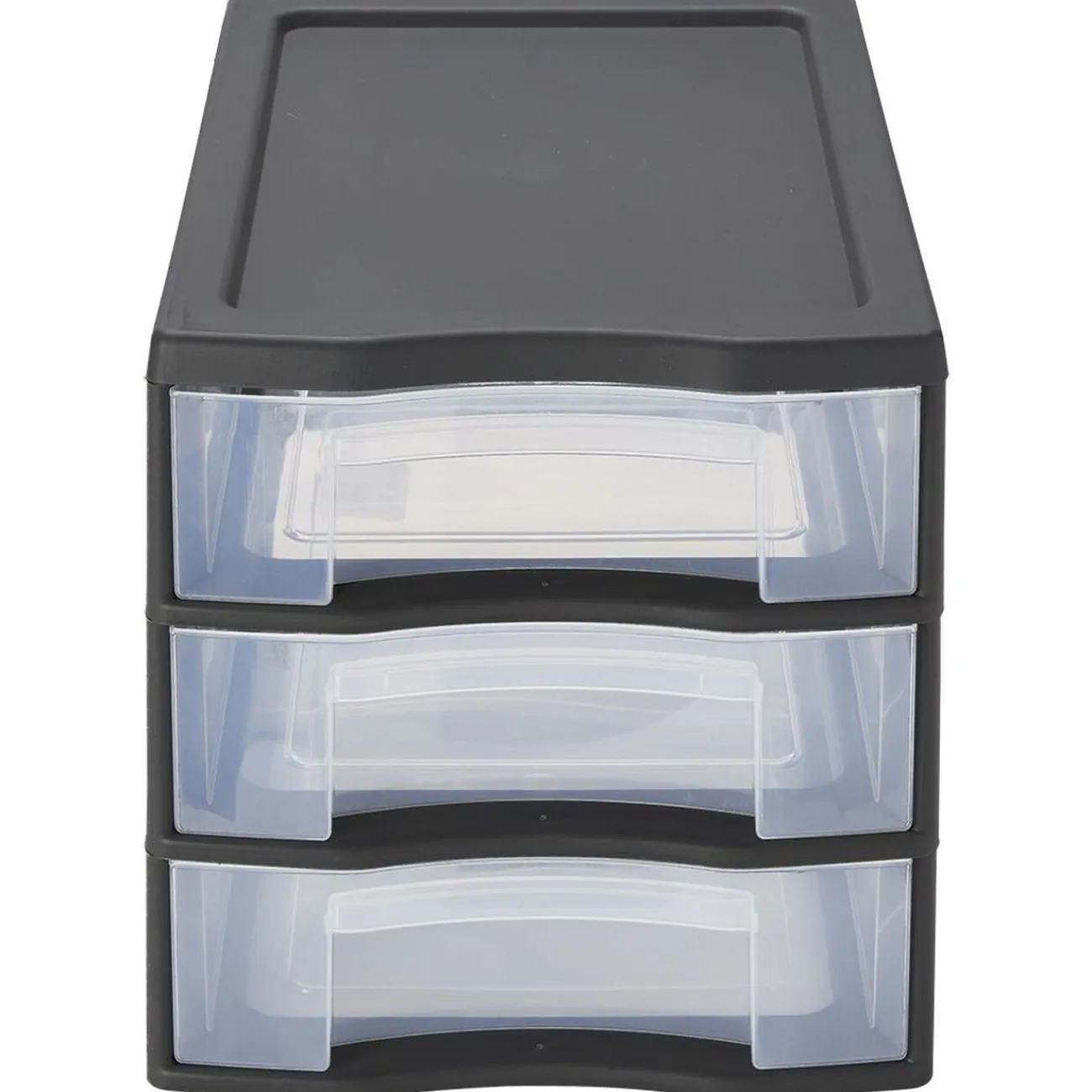 Gifi Rangement|Tour de rangement A4 3 tiroirs noir et transparent 12 L