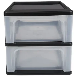 Gifi Rangement|Tour de rangement A4 2 tiroirs noir et transparent 14 L