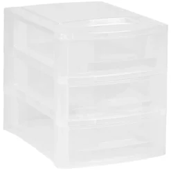 Gifi Rangement|Tour de rangement 3 tiroirs blanc transparent