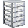 Gifi Rangement|Tour de rangement 5 tiroirs format A6+ gris