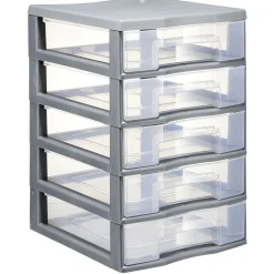 Gifi Rangement|Tour de rangement 5 tiroirs format A6+ gris