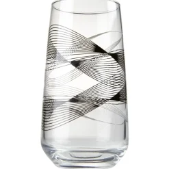 Sale Gifi Verre haut transparent motif graphisme ligne noire 48 cl