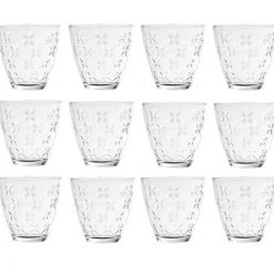 Sale Gifi Verre transparent motif relief fleur x12