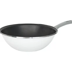 Hot Gifi Wok acier émaillé noir et blanc Ø28cm