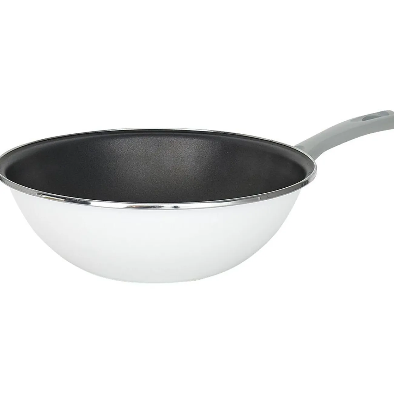 Hot Gifi Wok acier émaillé noir et blanc Ø28cm